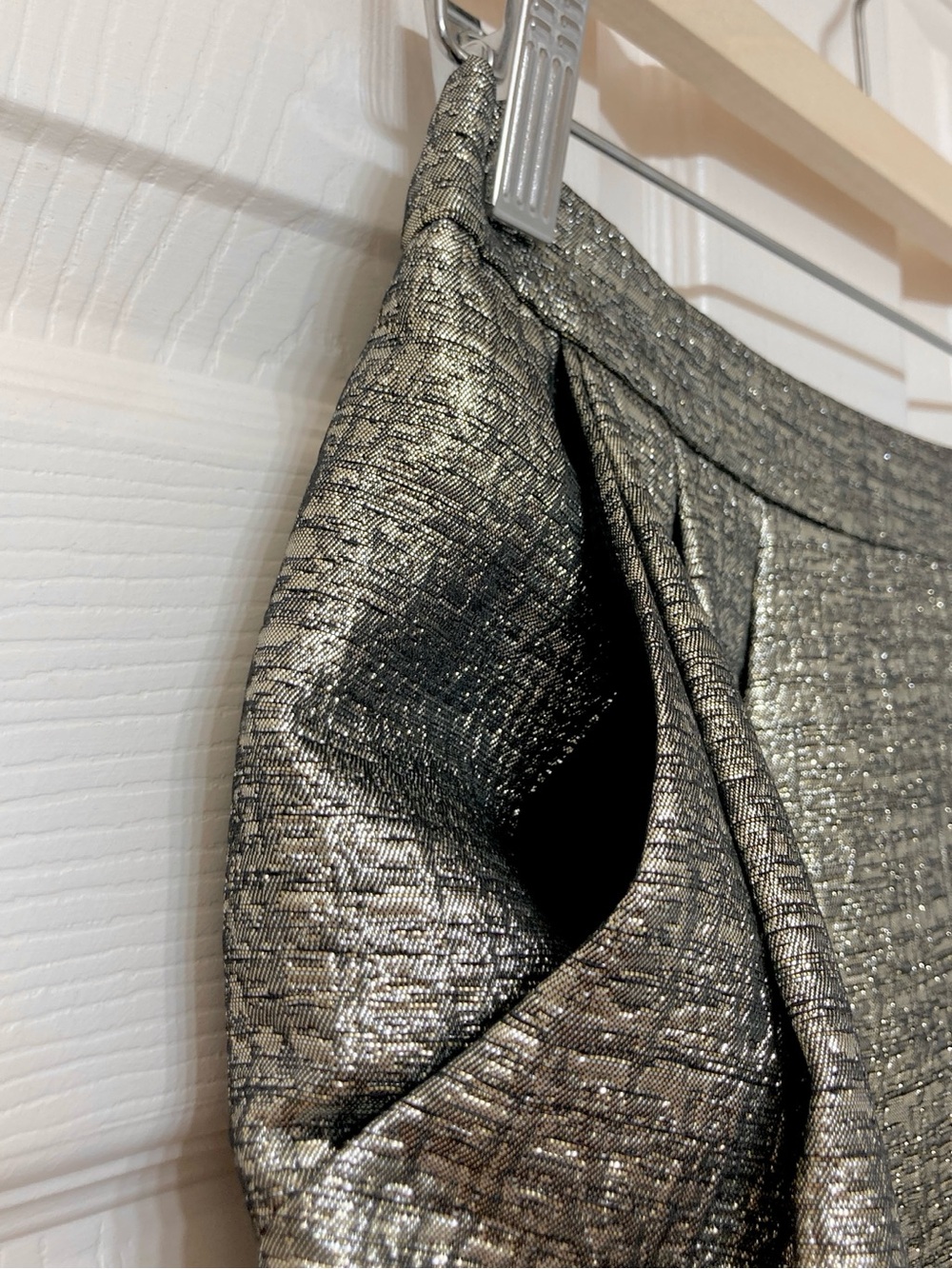 Shoshanna Metallic Gold A-line Pleated Mini Skirt 2 Holiday Gilded Glamour Party - Picture 3 of 6